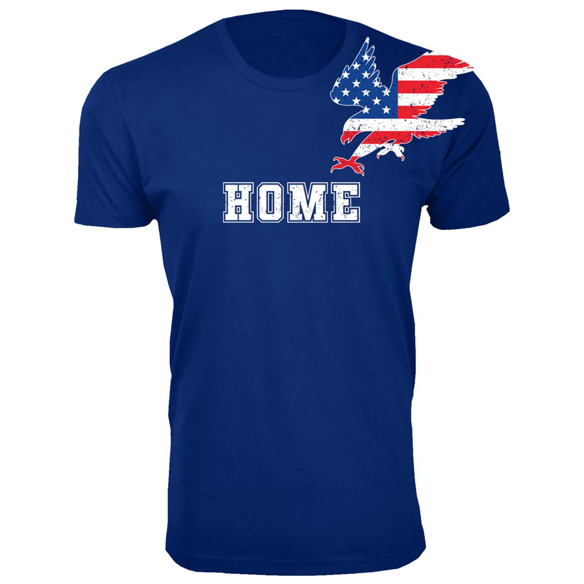 Men's 4th of July Themed T-Shirts - Eagle USA Flag Shoulder Home - Royal Blue / XL