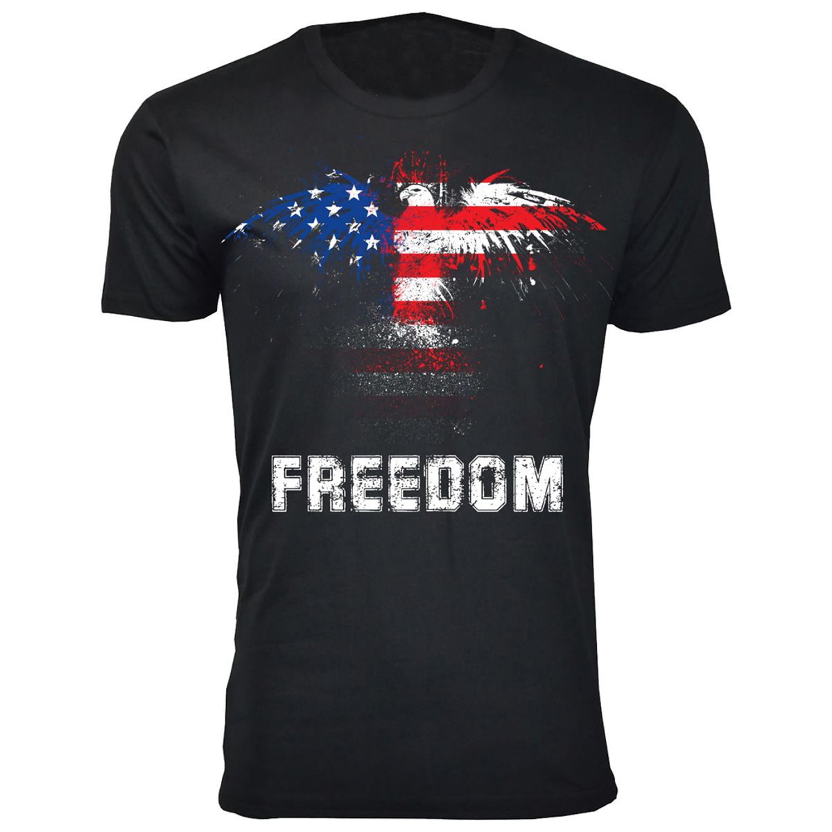 Men's 4th of July Themed T-Shirts - Eagle USA Flag Freedom - Black / 2XL