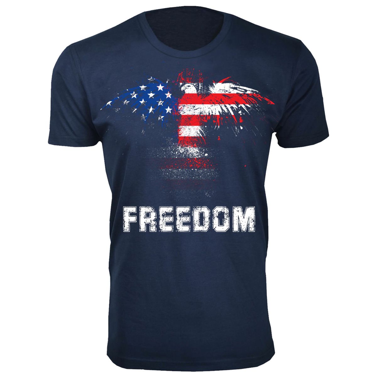 Men's 4th of July Themed T-Shirts - Eagle USA Flag Freedom - Navy / L