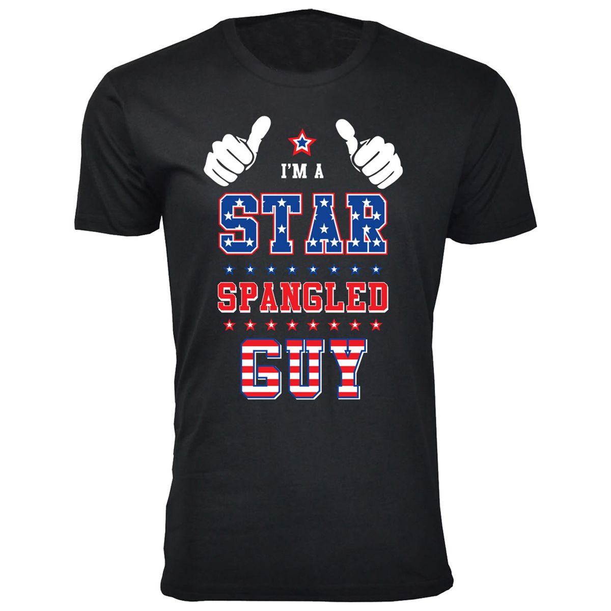 Men's 4th of July Themed T-Shirts - I'm A Star Spangled Guy - Black / 3XL
