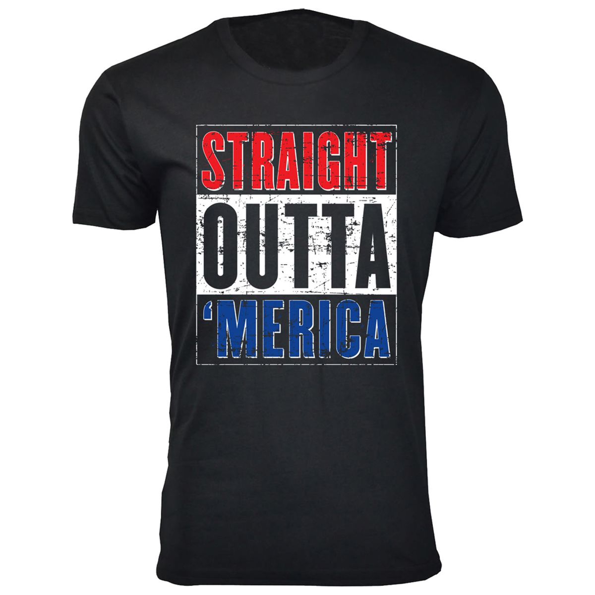 Men's 4th of July Themed T-Shirts - Straight Outta Merica - Black / L