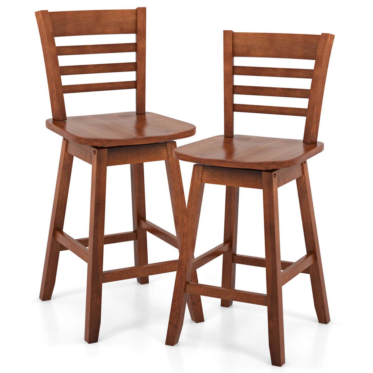 Photos - Chair Costway Counter Height Swivel Bar Stools  - Set of 2-Brown HCST03850 (Set of 2 or 4)