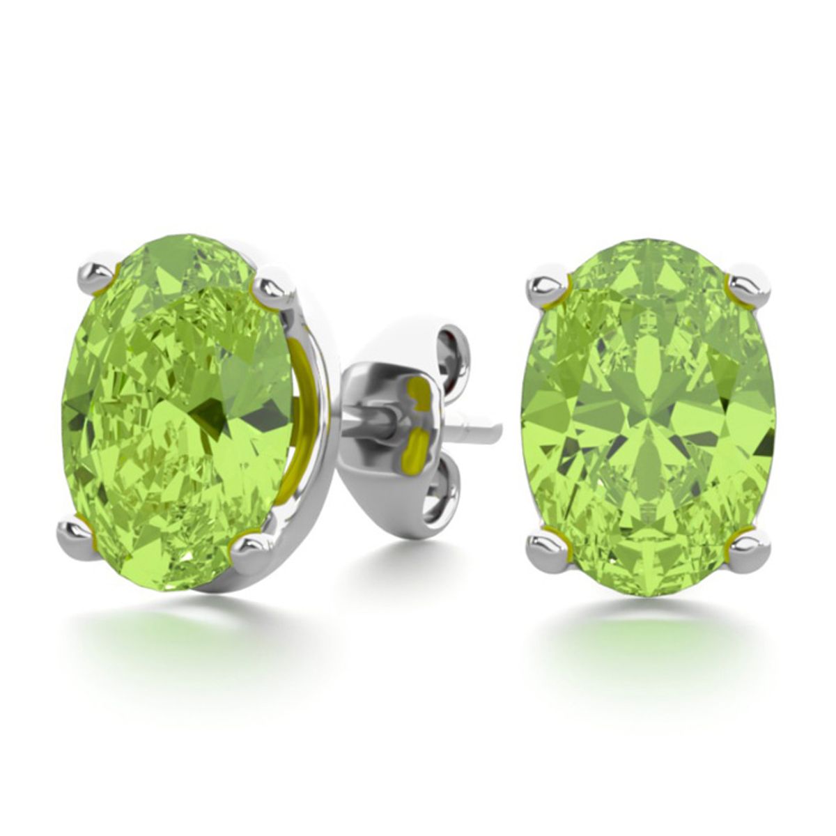 Oval Gemstone Studs in Sterling Silver - 1.75CT Oval Shape Peridot Studs In SS-image-SKU11191794