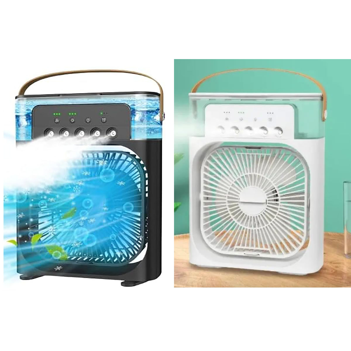 Portable Misting Humidifier Fan (2-Pack) - Mist Fan Black + White