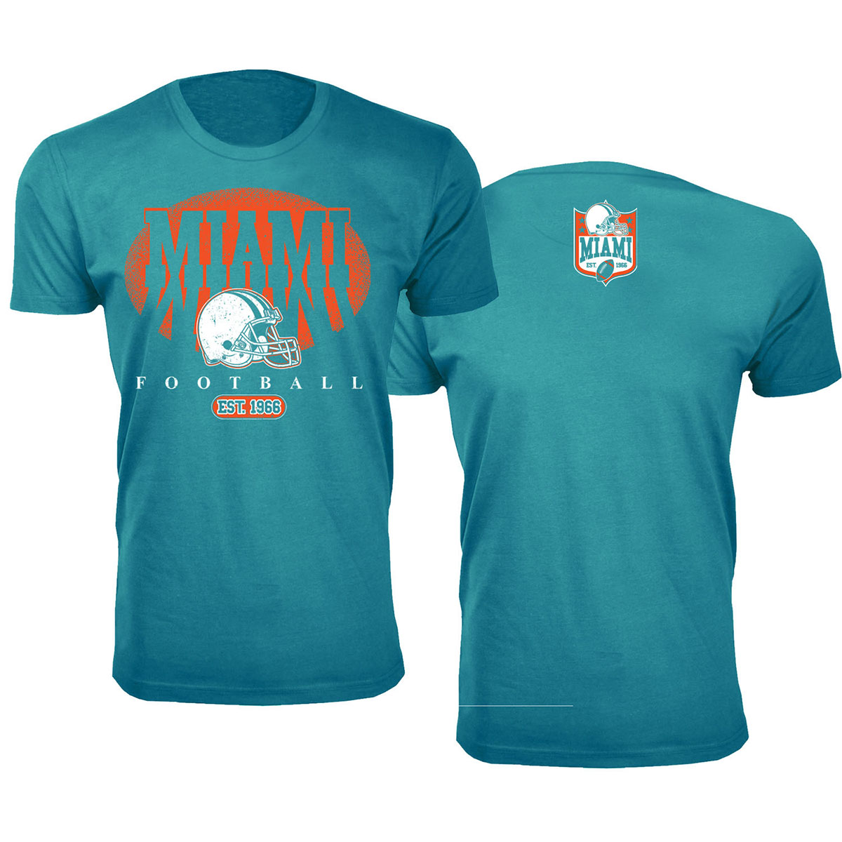 Men's Football Shadow T-Shirt - Miami - Aqua / 2XL