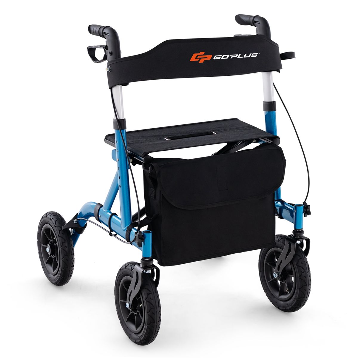 Height-Adjustable Rollator Foldable Walker with Seat - Rollator Walker-Blue