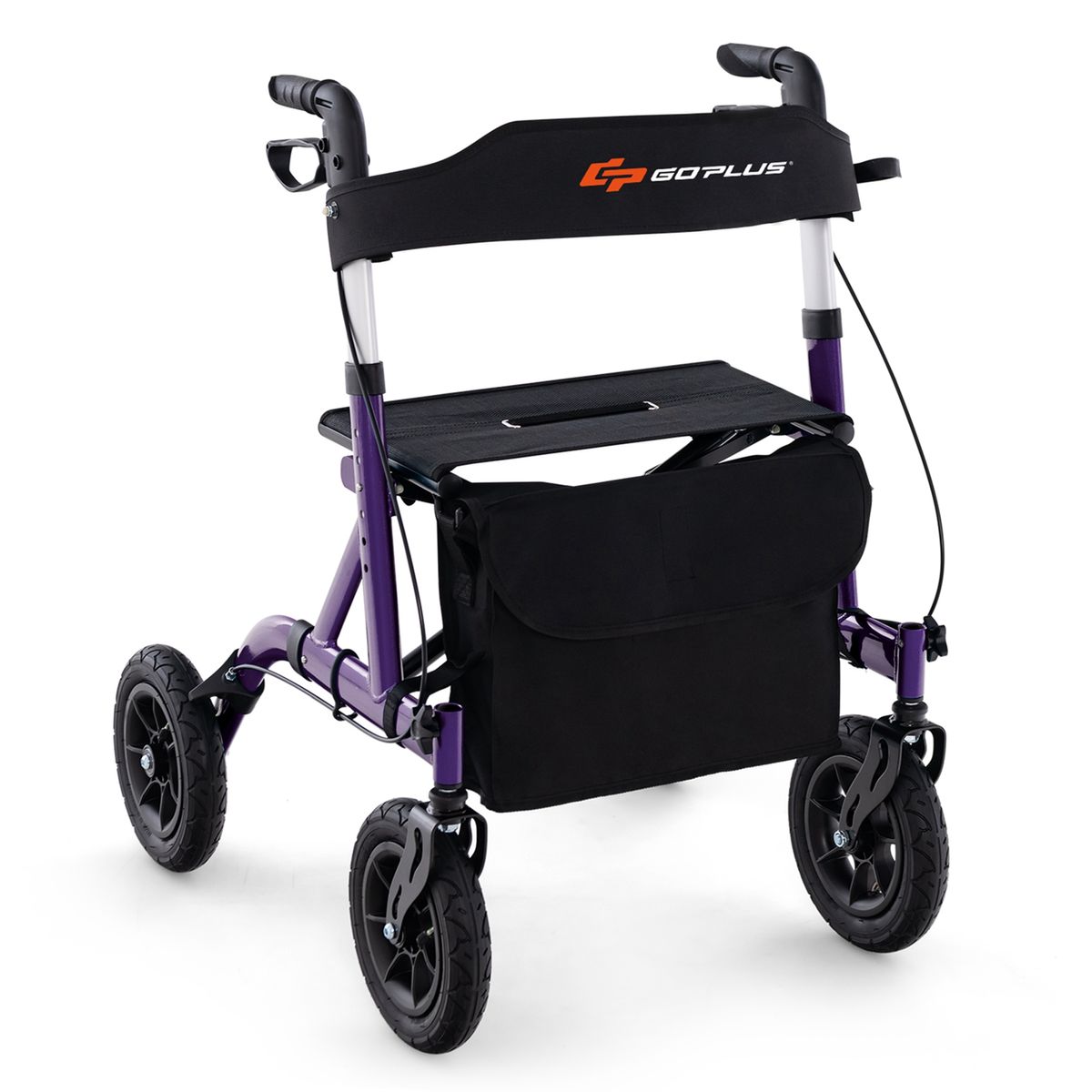 Photos - Rollator / Walker Costway Height-Adjustable Rollator Foldable Walker with Seat - Rollator Walker -Purple HCST01213 