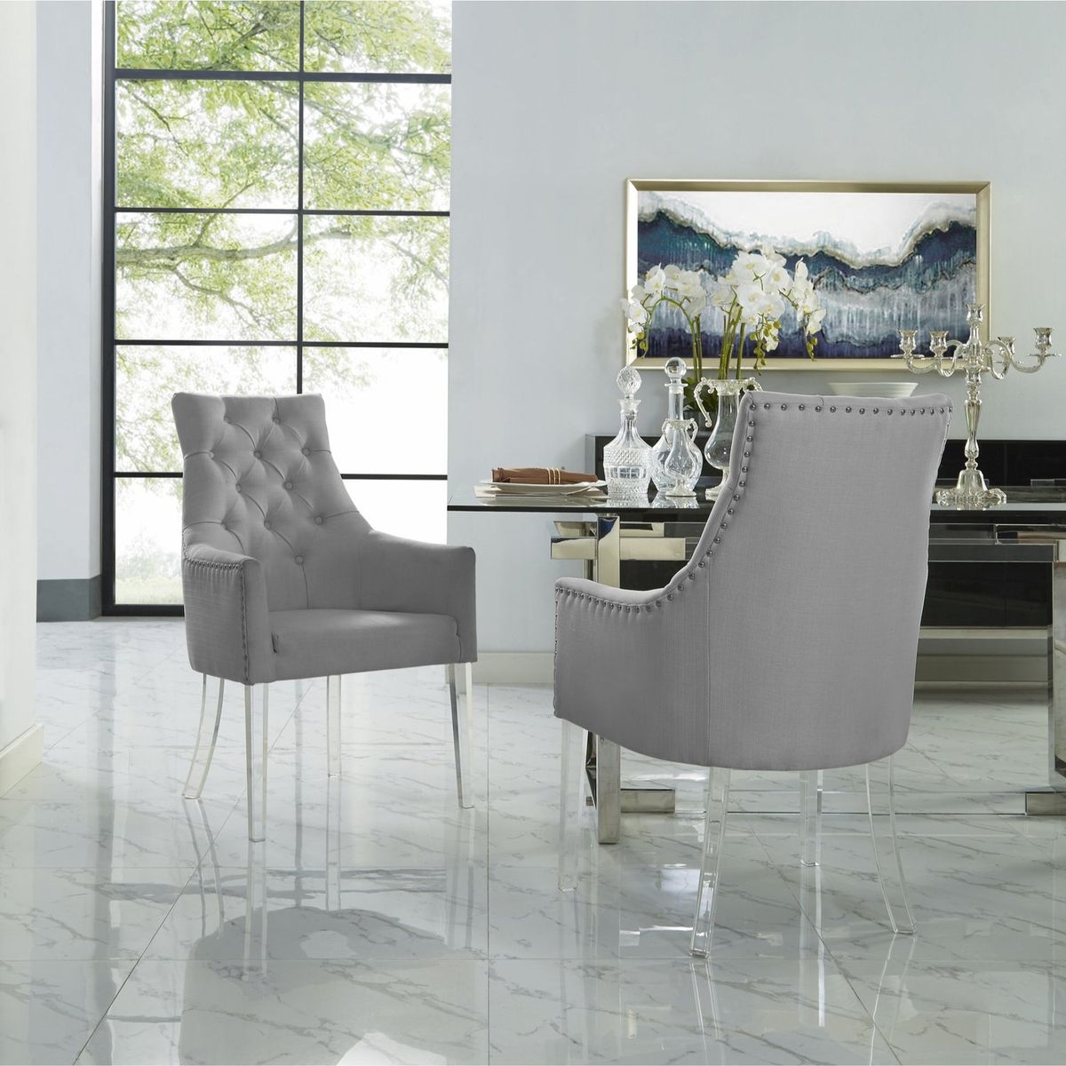 Marilyn Dining Chair (Set of 2) - Linen Light Grey
