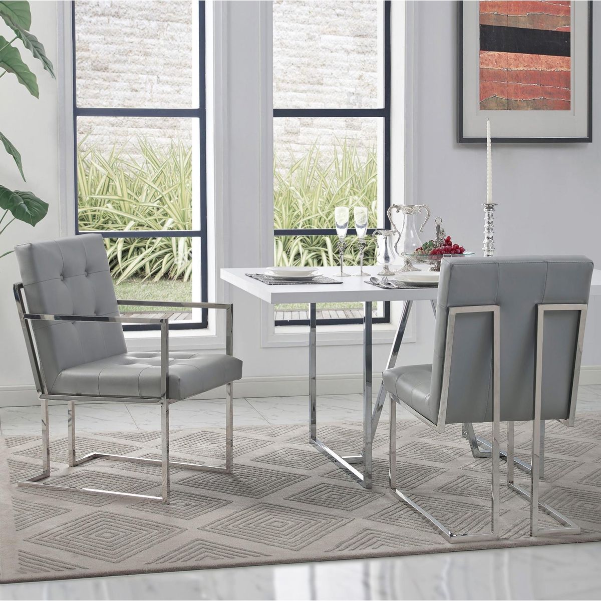 Vanderbilt Dining Chair (Set of 2) - Leather Grey