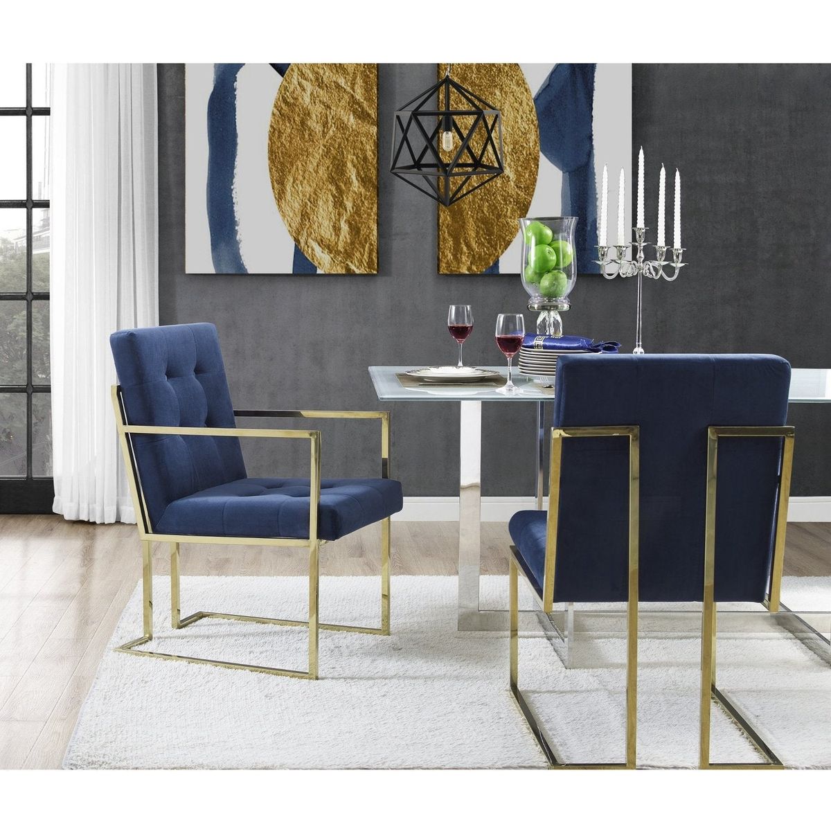 Vanderbilt Dining Chair (Set of 2) - Velvet Navy