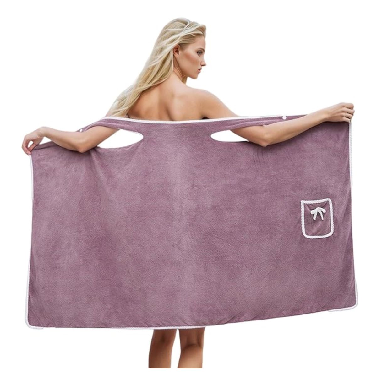Women's Bath Towel Robe Wrap with Adjustable Closure - Dust Rose
