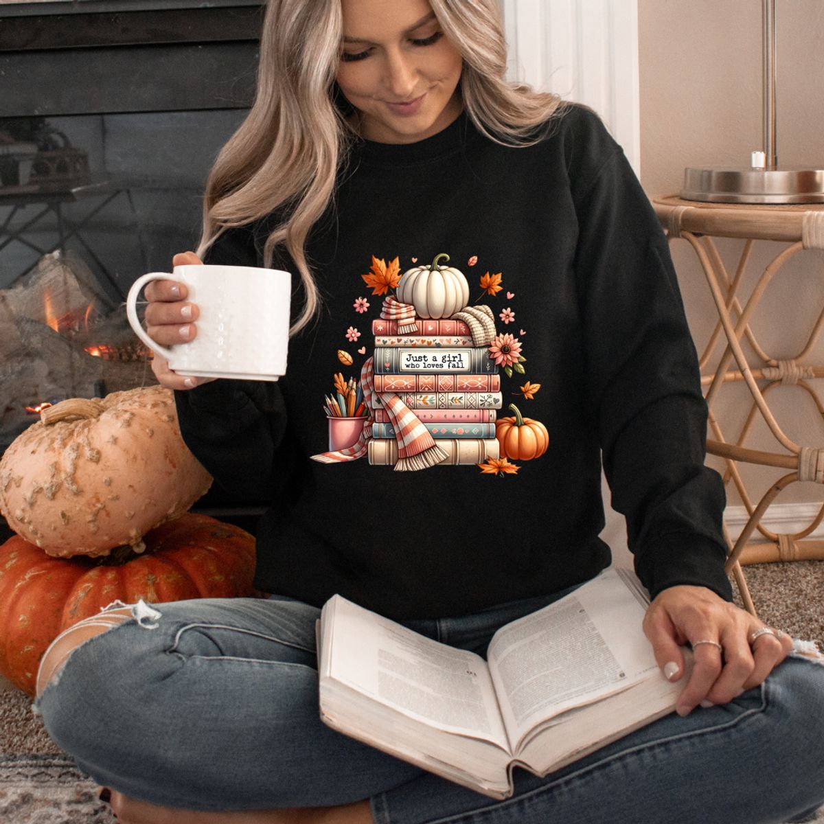 Just a Girl Who Loves Fall Sweatshirt - Black / M