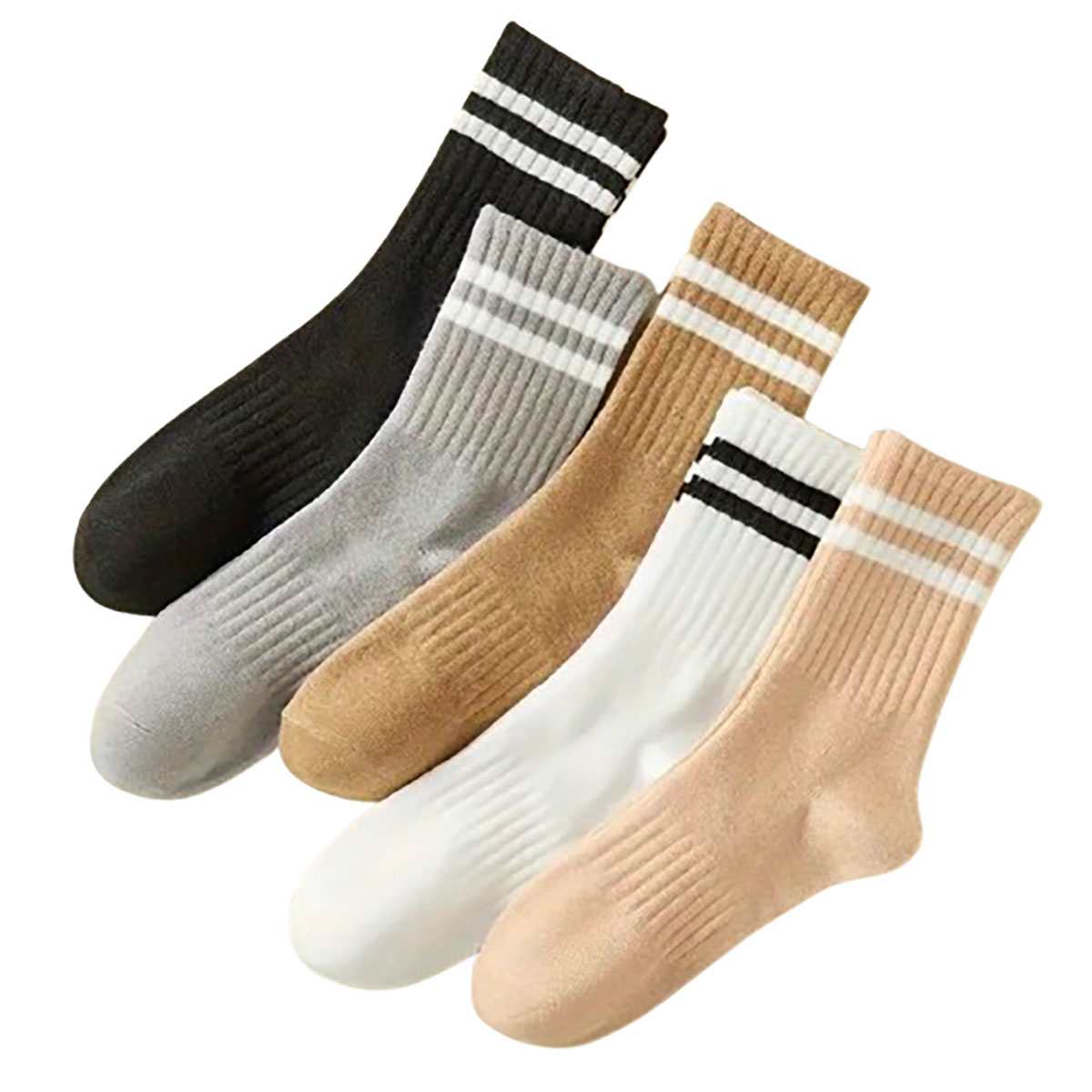 Women's Crew & Ankle Striped Socks (5-Pair) - 5-Pair (Neutrals)