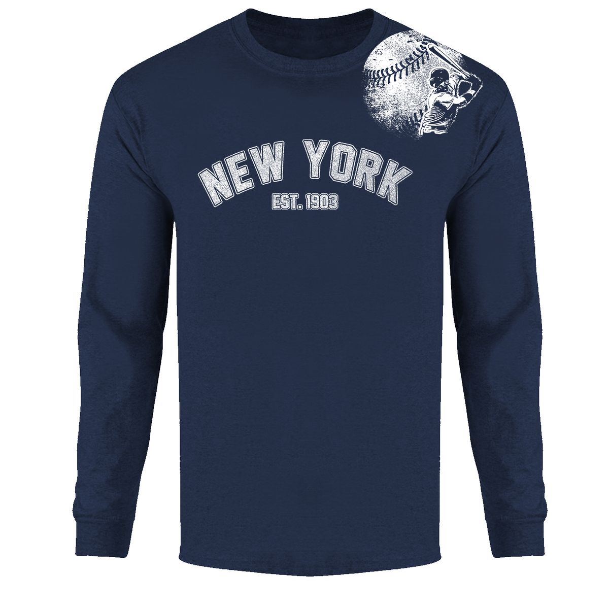 Men's Batter up Baseball Long Sleeve Shirts - New York - Navy / L