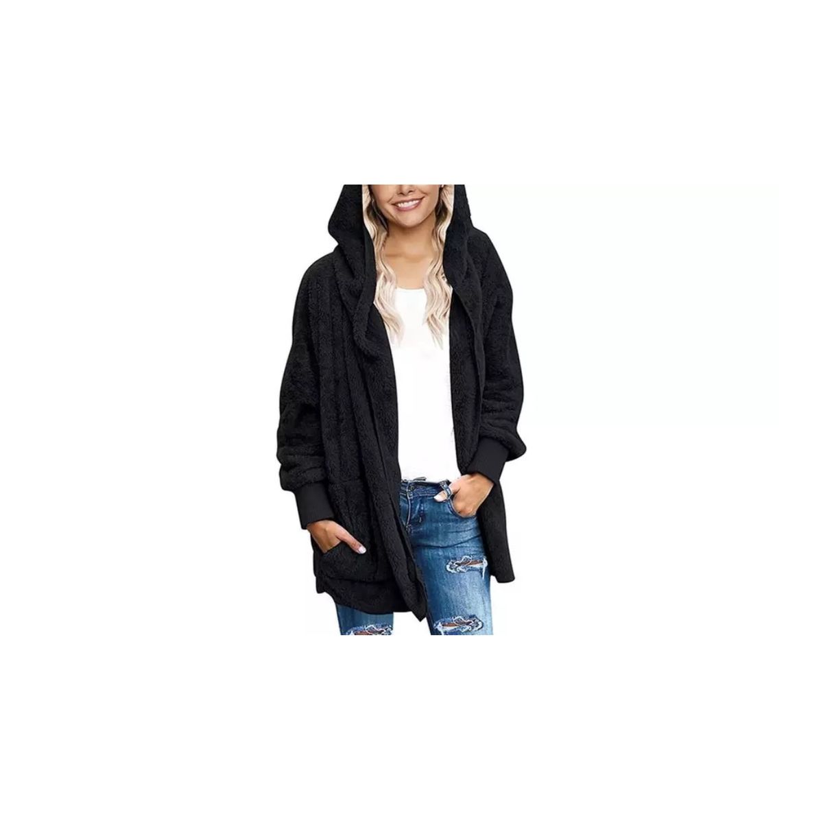 Women's Karen Sherpa Cardigan - Black XL