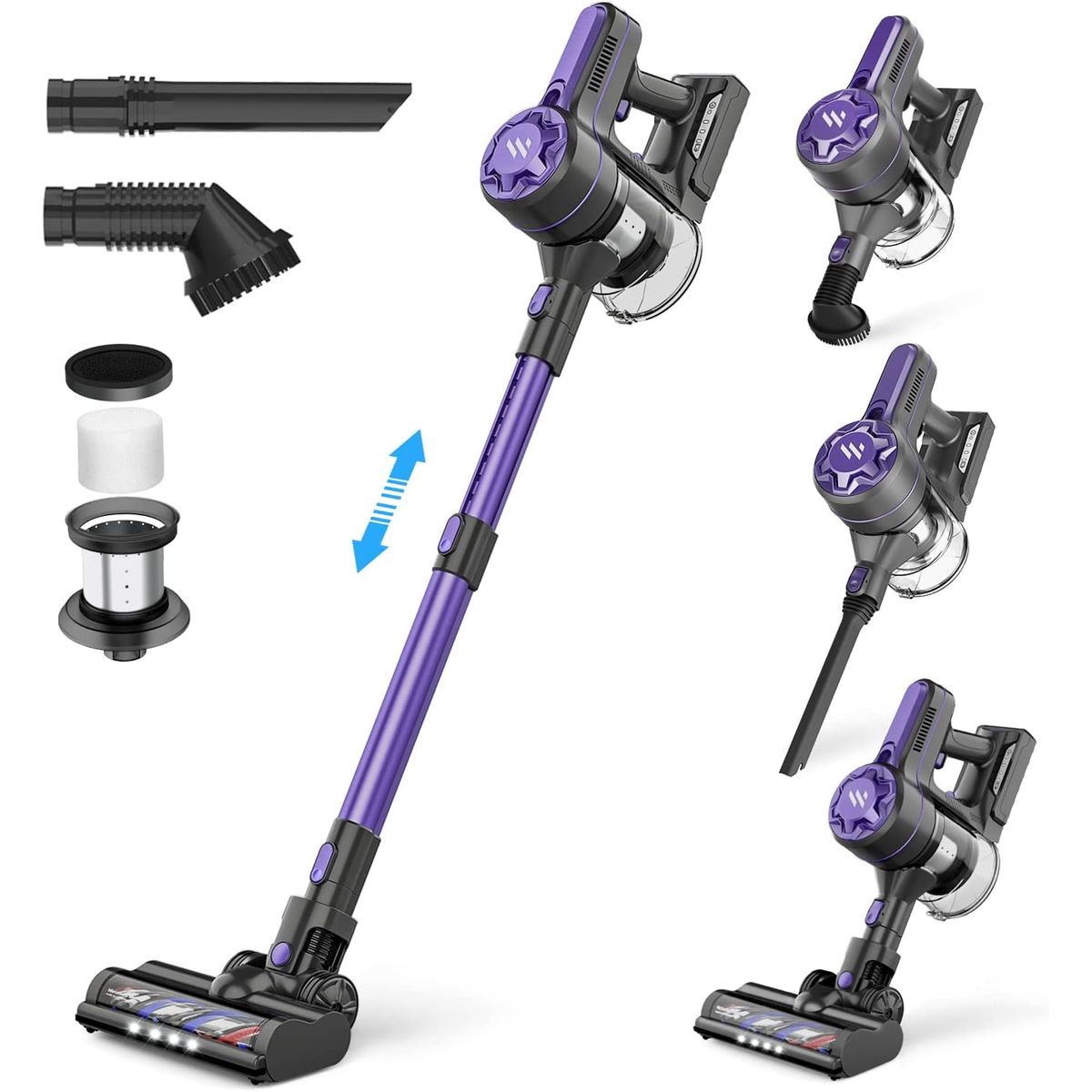 Zoker&trade; Cordless Stick Vacuum Cleaner with High-Speed Brushless Motor - Purple