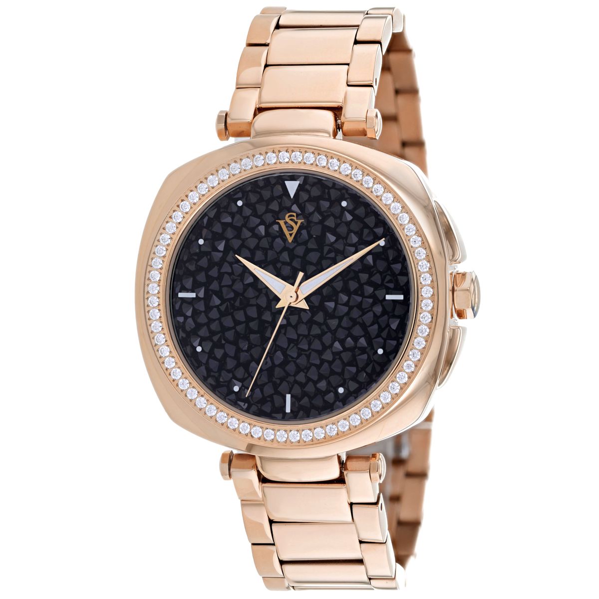 Christian Van Sant Womens Mirabella Watch   Rose Gold with Black Dial