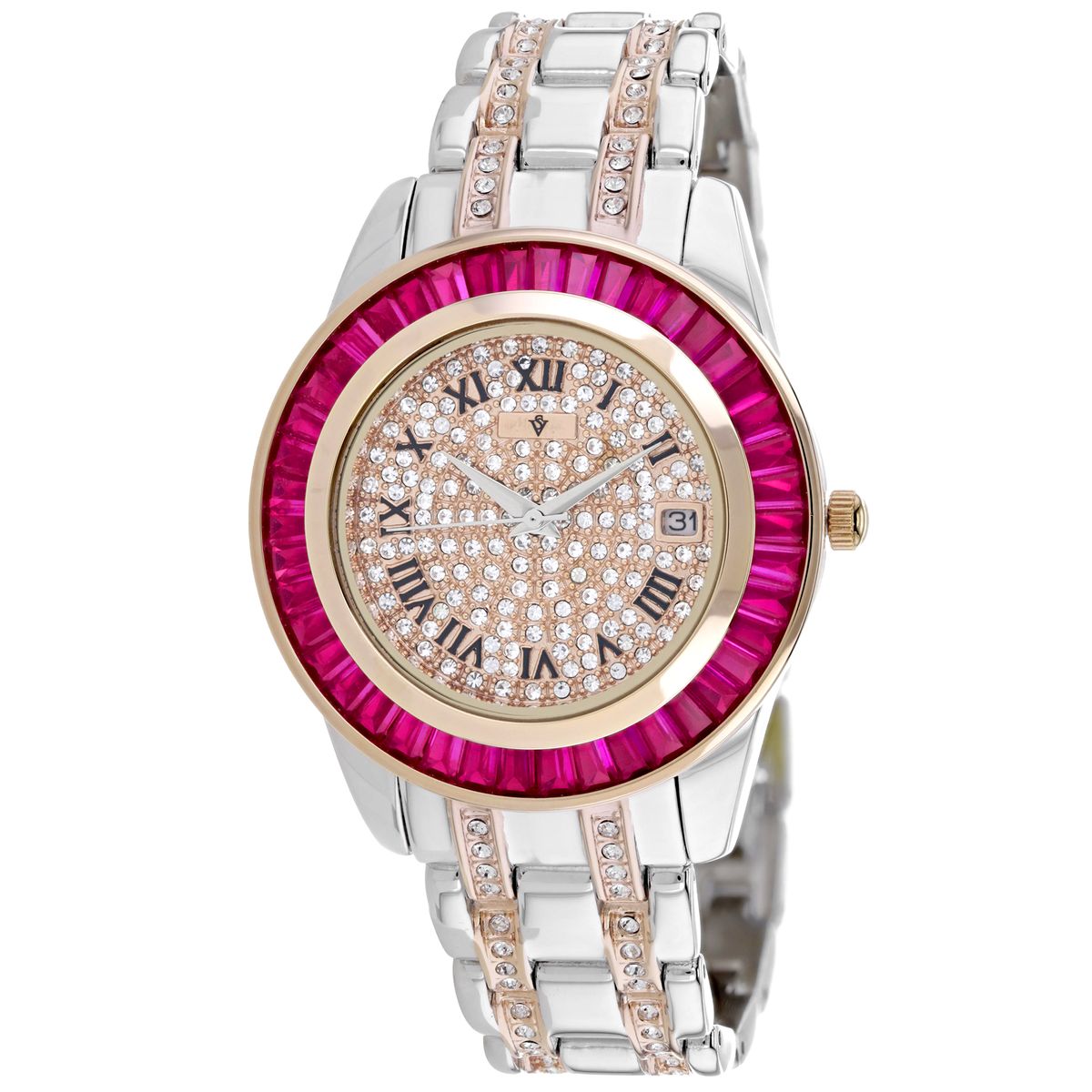 Christian Van Sant Women's Stella Watch - Silver with Pink