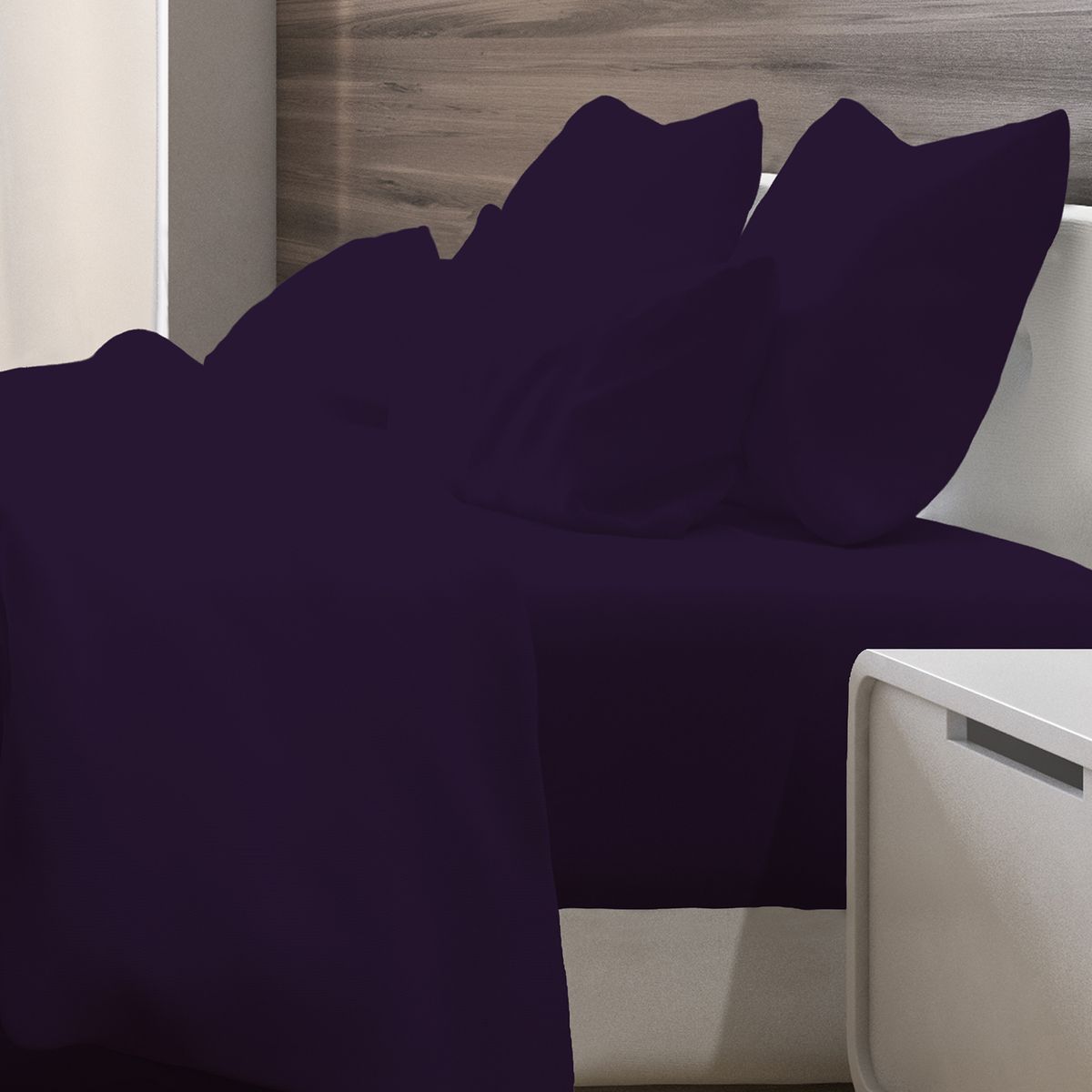 Photos - Bed Linen LUXURY LIVING 6-Piece Luxury Deep Soft Pocket Sheet Set - Eggplant - Full LH-1600S-6PC-EGG-F(Full)