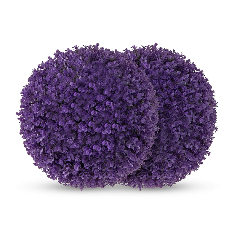 17.5-Inch Faux Decorative Artificial Plant Topiary Balls (Set of 2) - Purple