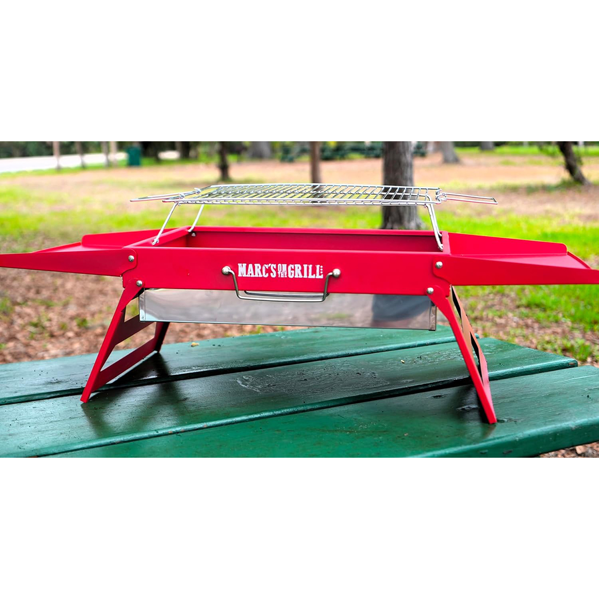Folding Portable Charcoal Grill - Red