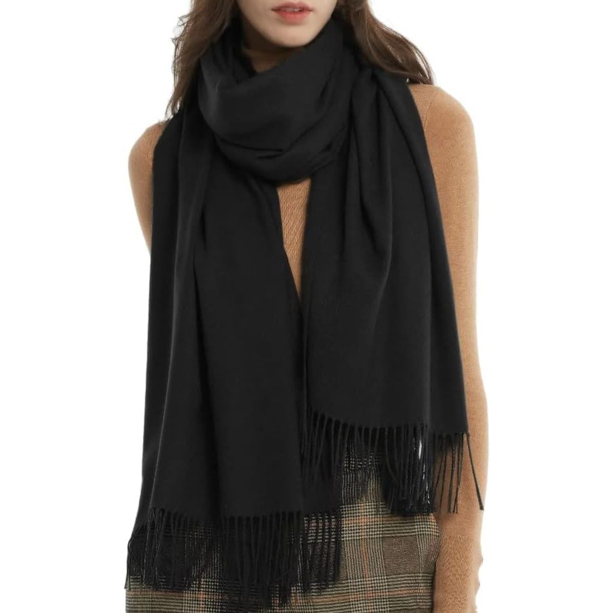 Women's Oversized Pashmina Scarf - Black