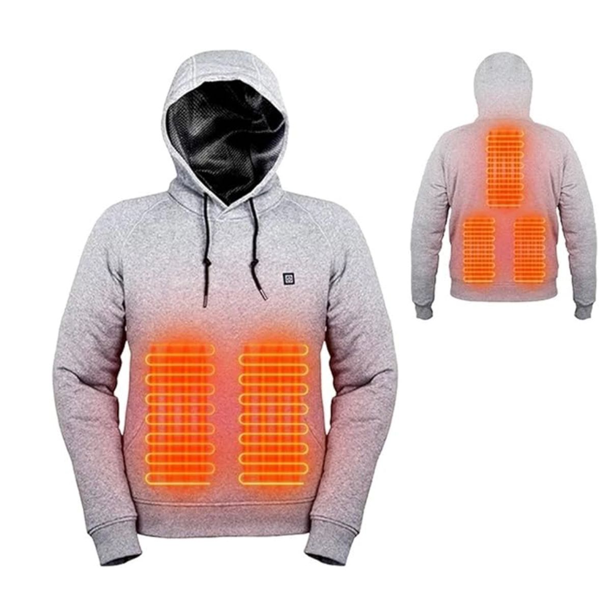 USB-Heated Pullover Hoodie (Requires Power Bank) - Grey, L