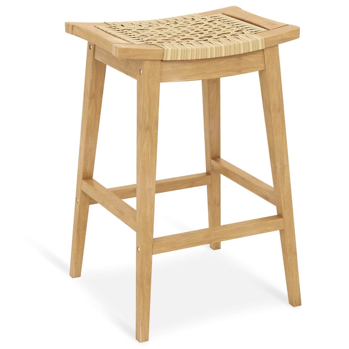 29-Inch Patio Rattan Barstool with Footrest & Saddle Seat (1 to 4-Pack) - Bar Stool-1