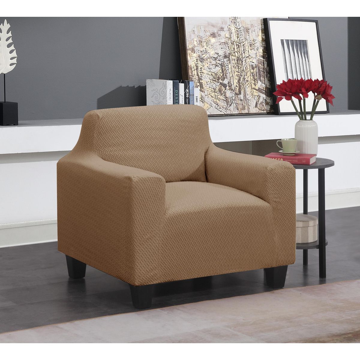Super Stretch Chair, Loveseat, or Sofa Slipcover - Chair Taupe