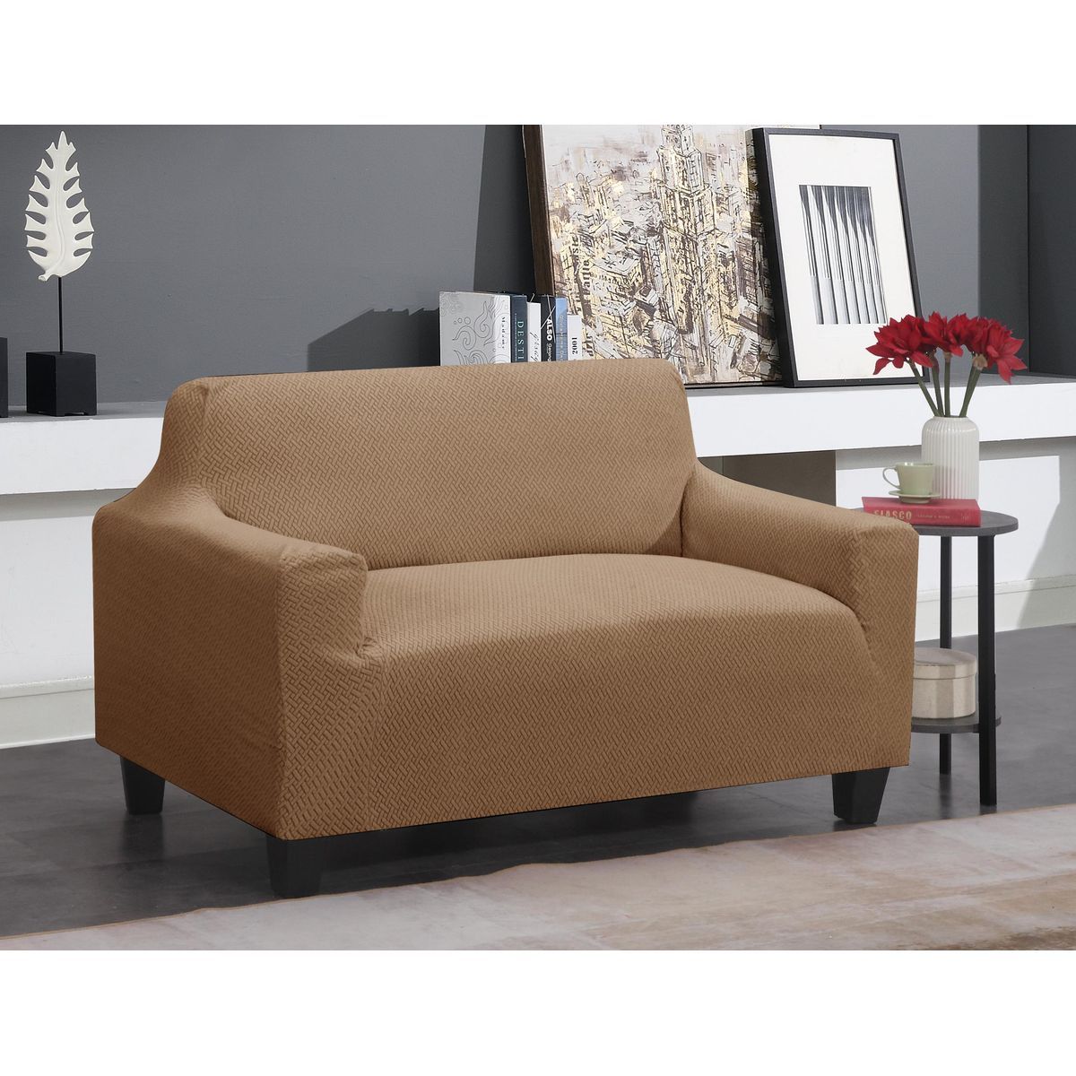 Super Stretch Chair, Loveseat, or Sofa Slipcover - Love Seat Taupe