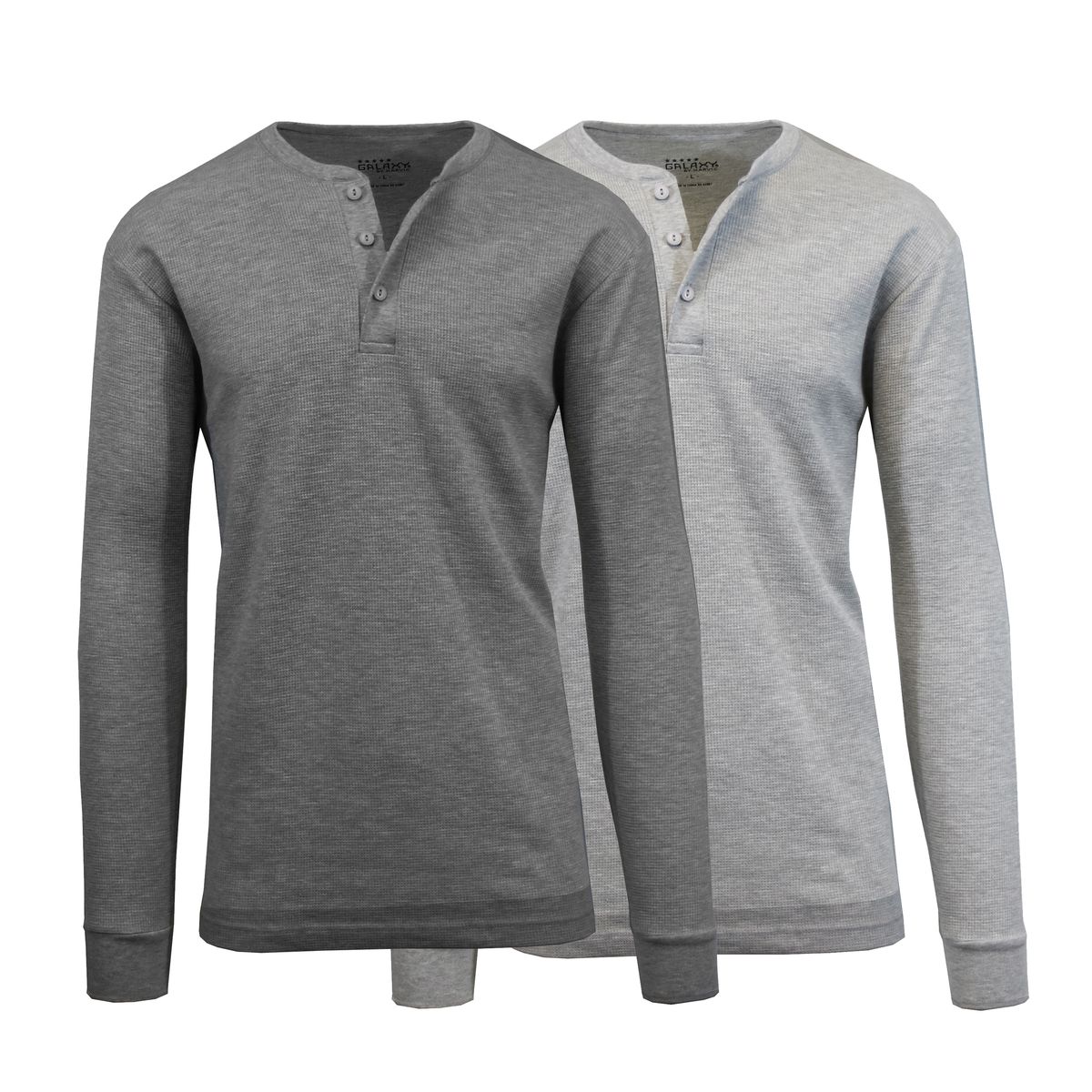 Men's Long Sleeve Henley Thermal Shirts (1 or 2-Pack) - Medium - Charcoal + Grey
