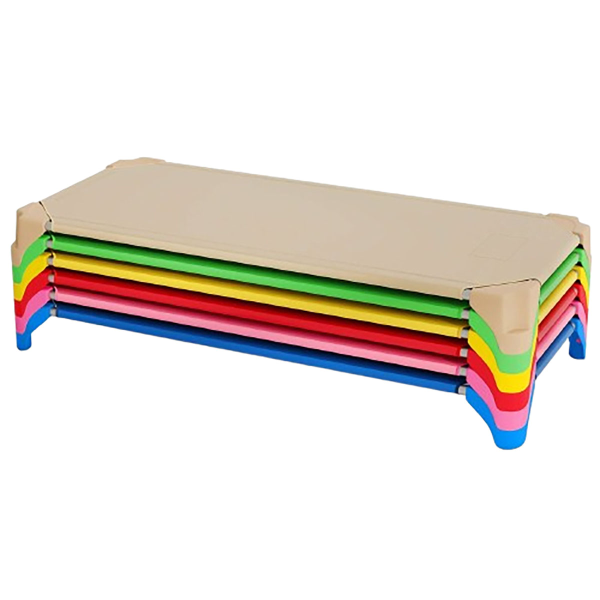Kids' Stackable Nap Time Cots with Metal Frame & Oxford Cloth (6-Pack) - Daycare Cots-Multicolor