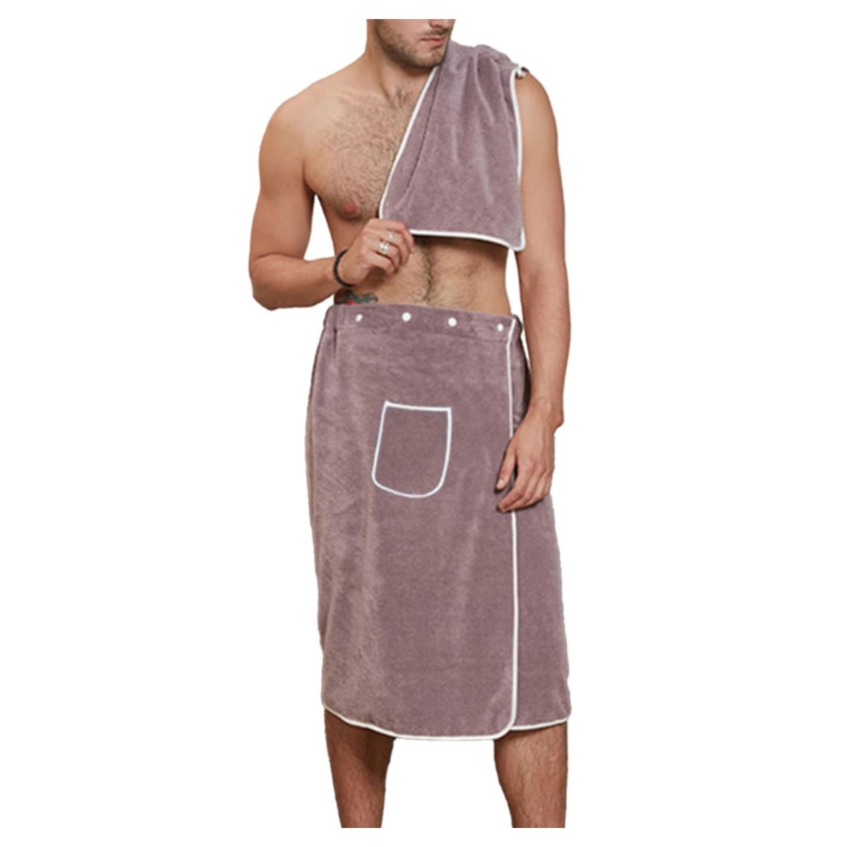 Men's 2-Piece Bathrobe Towel Set - Burgundy