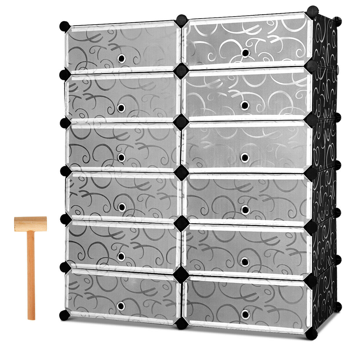 12-Cube DIY Portable Plastic Shoe Rack - 12 Shoe Rack -Black