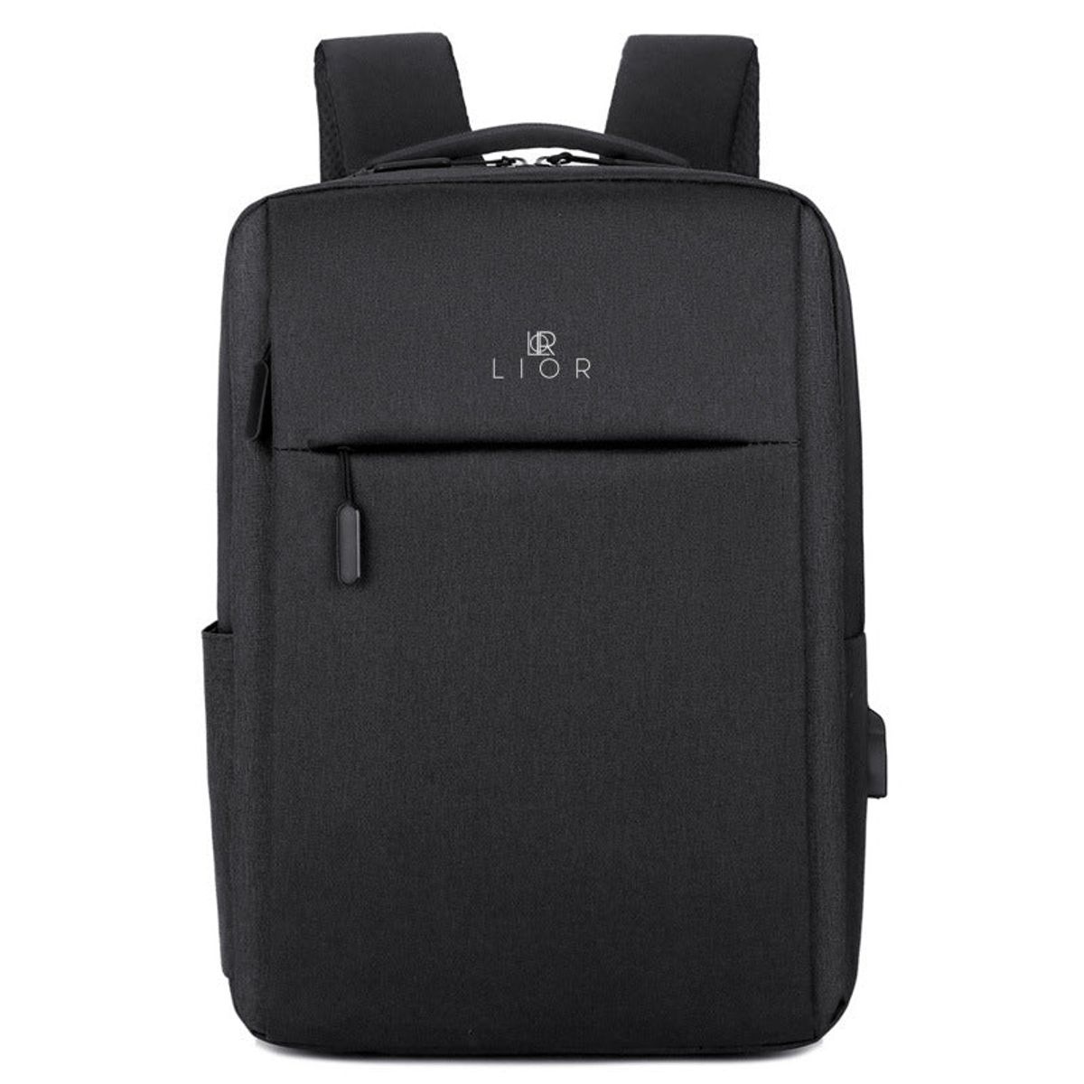 Lightweight Backpack with USB Charging Port - Black-image-SKU12024839