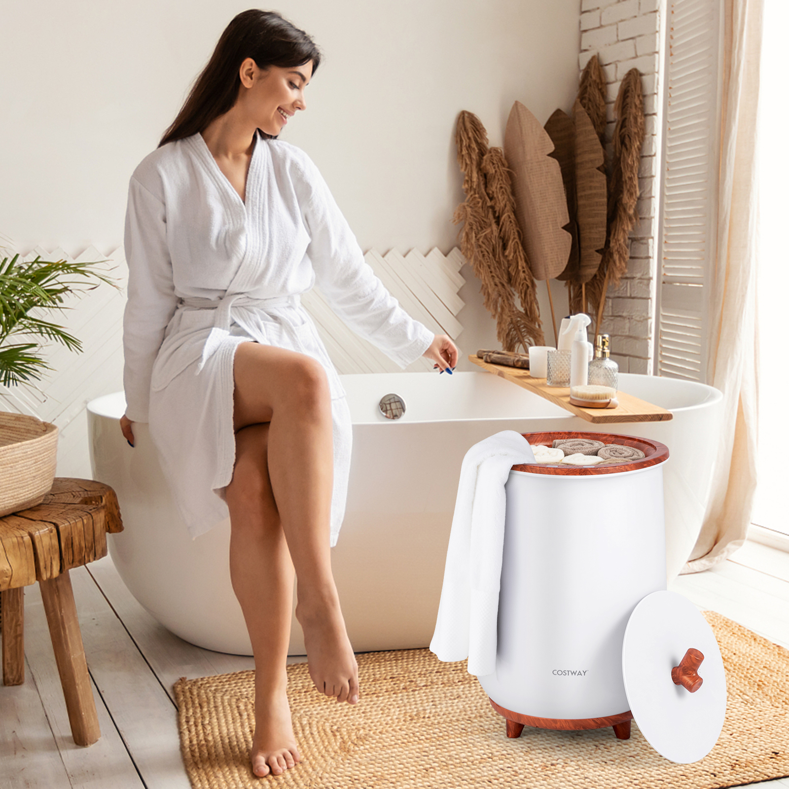 23L Bathroom Towel Warmer Bucket - Brown