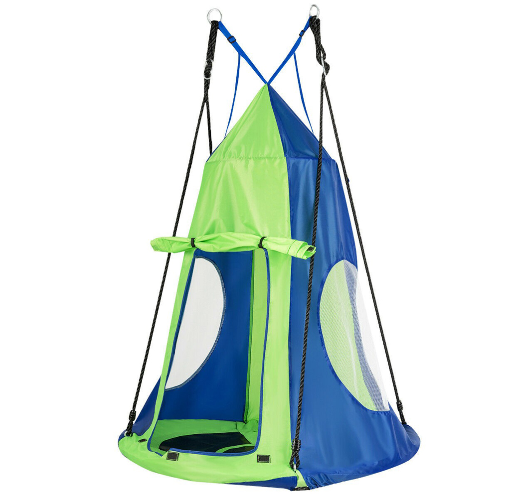 Kids' 40-Inch Hanging Chair Tent Swing - Green