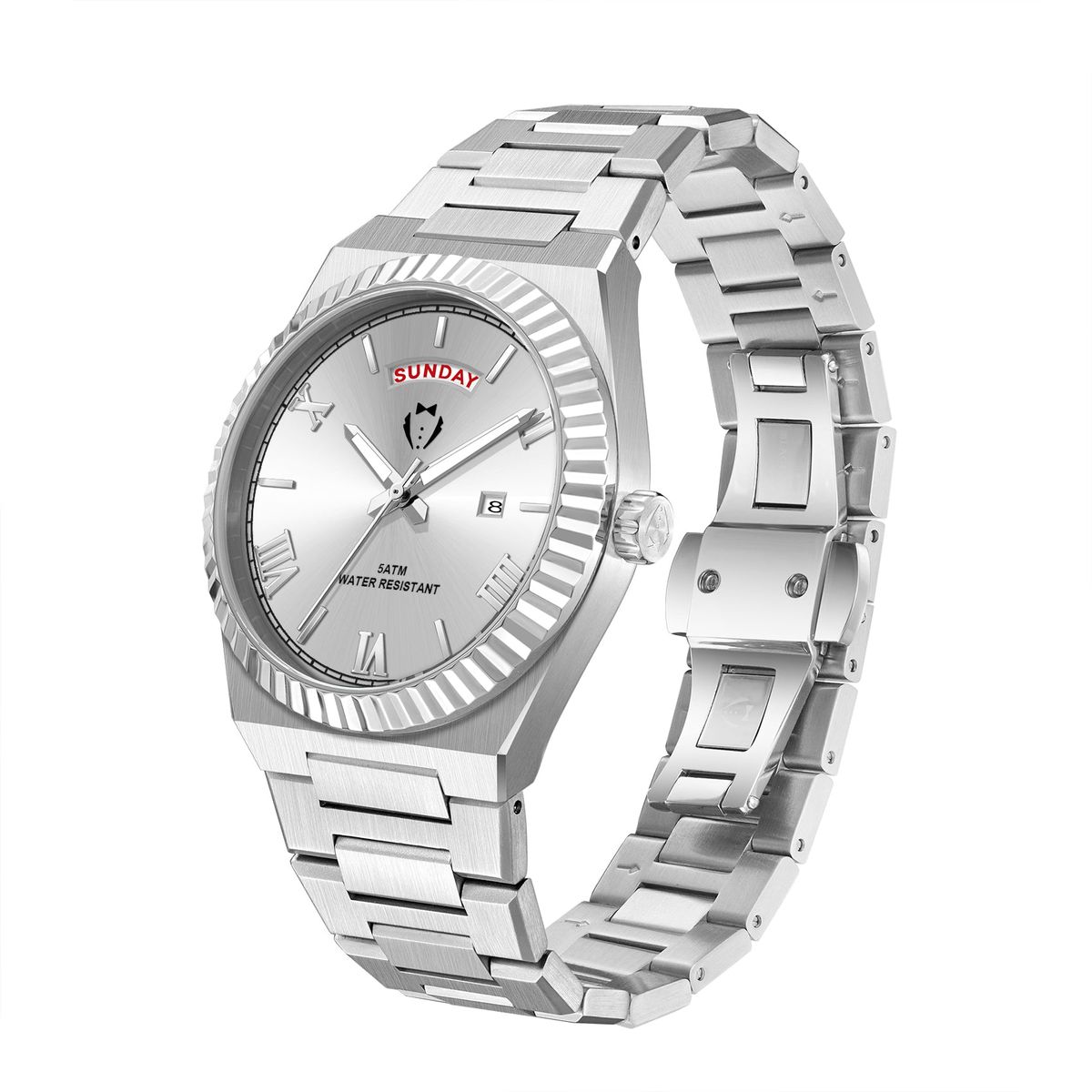 Mens 40mm DiamondCut Watches  Silver