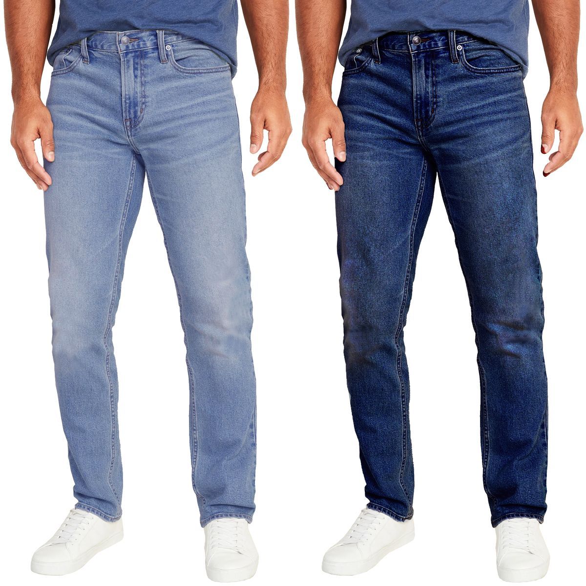 Men's Flex-Stretch Slim Straight Jeans with 31-Inch Inseam (1 or 2-Pair) - MBJ-Jeans / LB-MB / 36