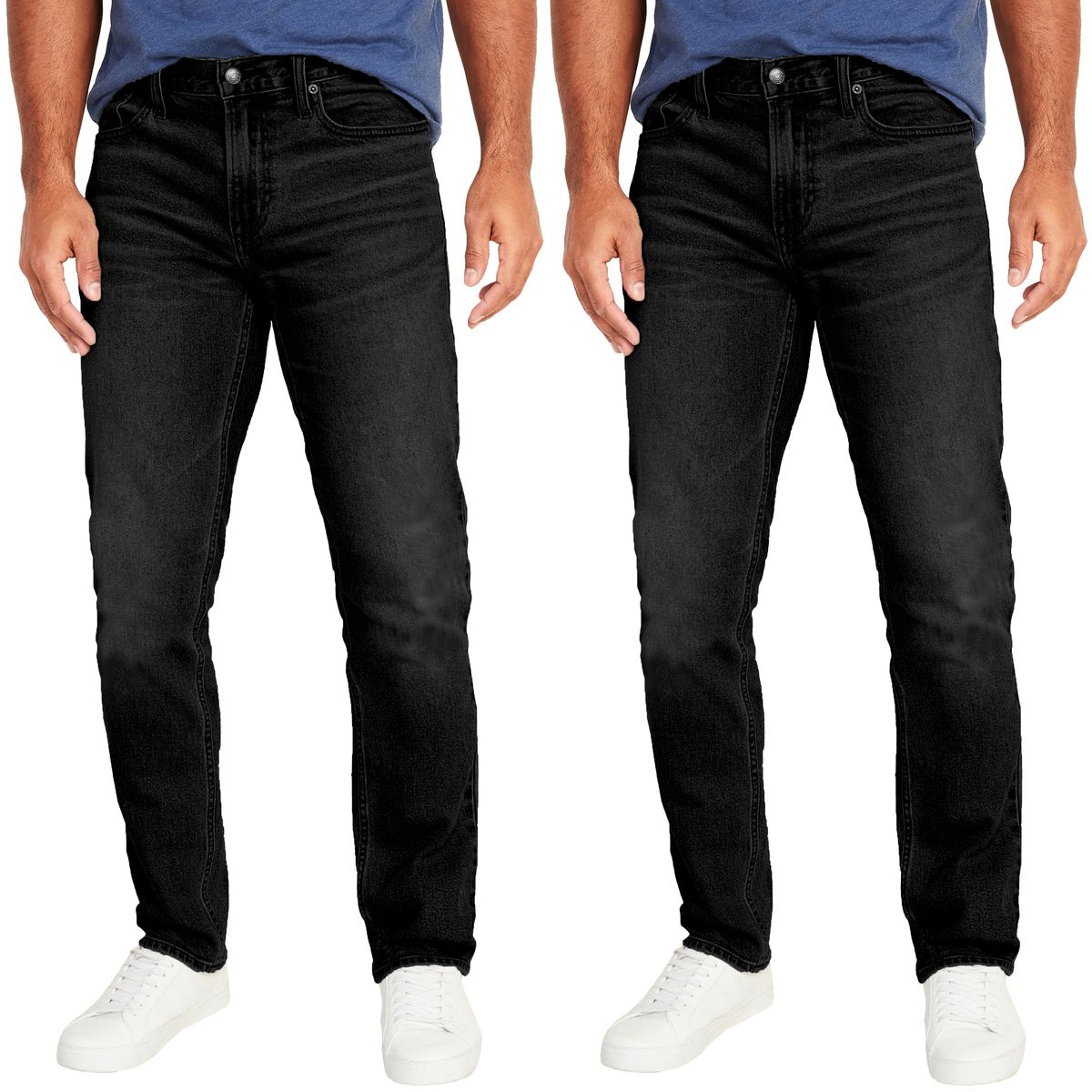 Men's Flex-Stretch Slim Straight Jeans with 31-Inch Inseam (1 or 2-Pair) - MBJ-Jeans / BK-BK / 38