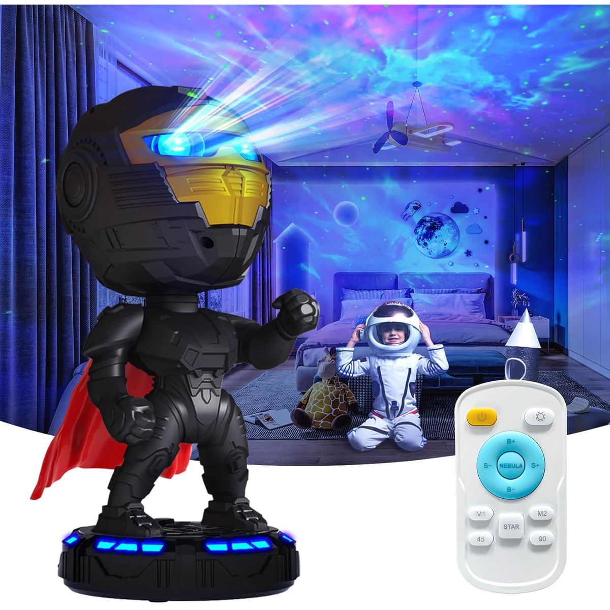 Robot Star Galaxy Projector with Bluetooth Playback - Black