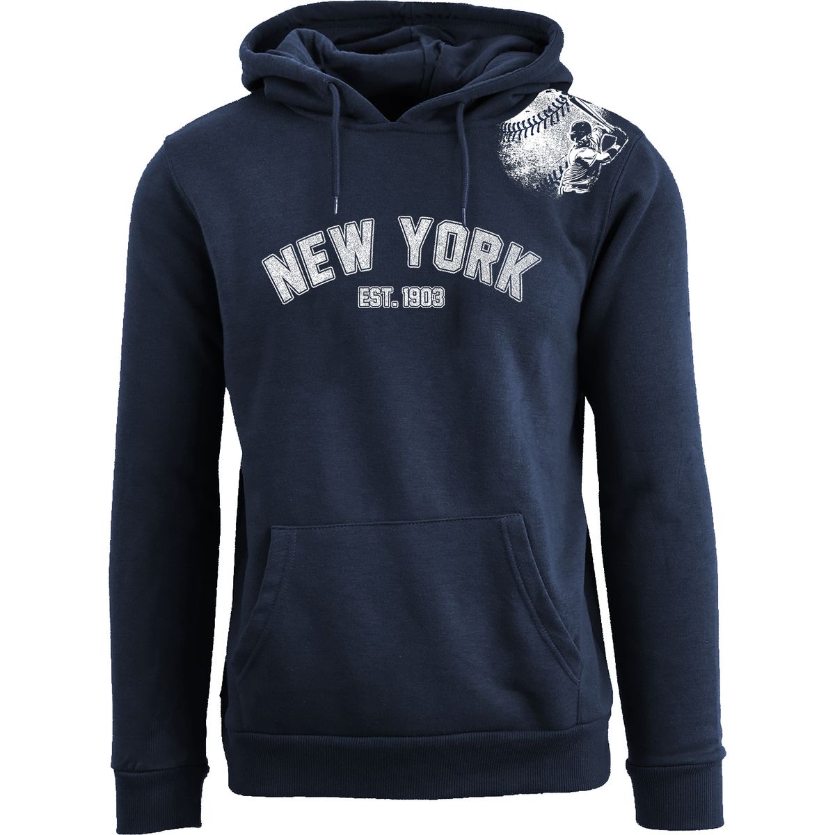 Women's Batter-Up Baseball Pullover Hoodie - New York - Navy-White Prt / M