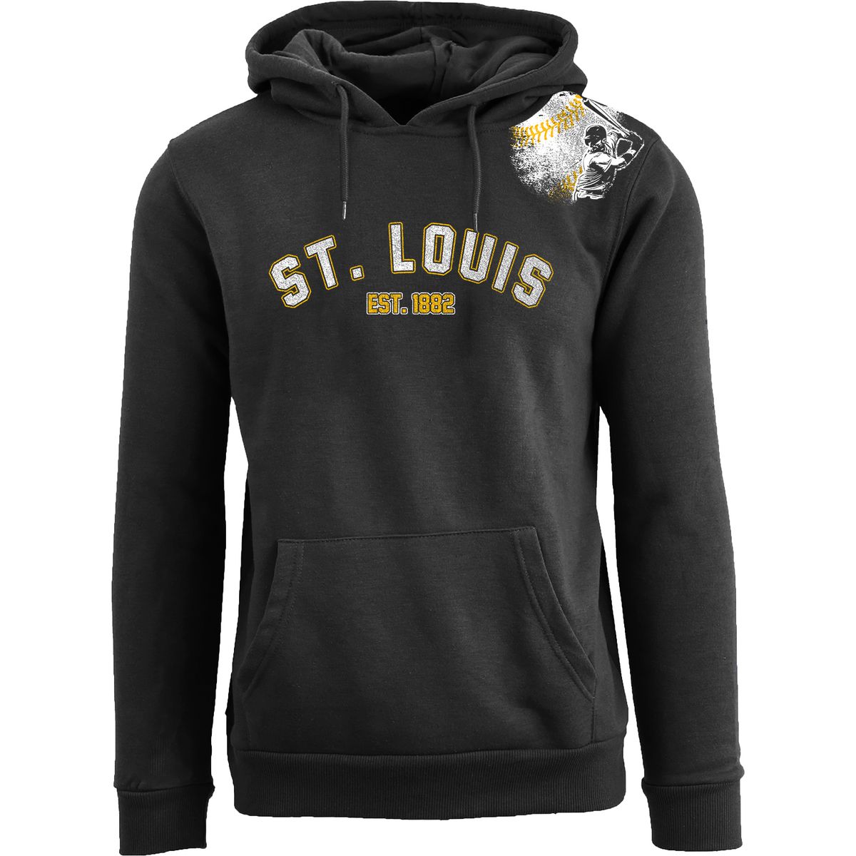 Womens BatterUp Baseball Pullover Hoodie  St Louis  Black  L