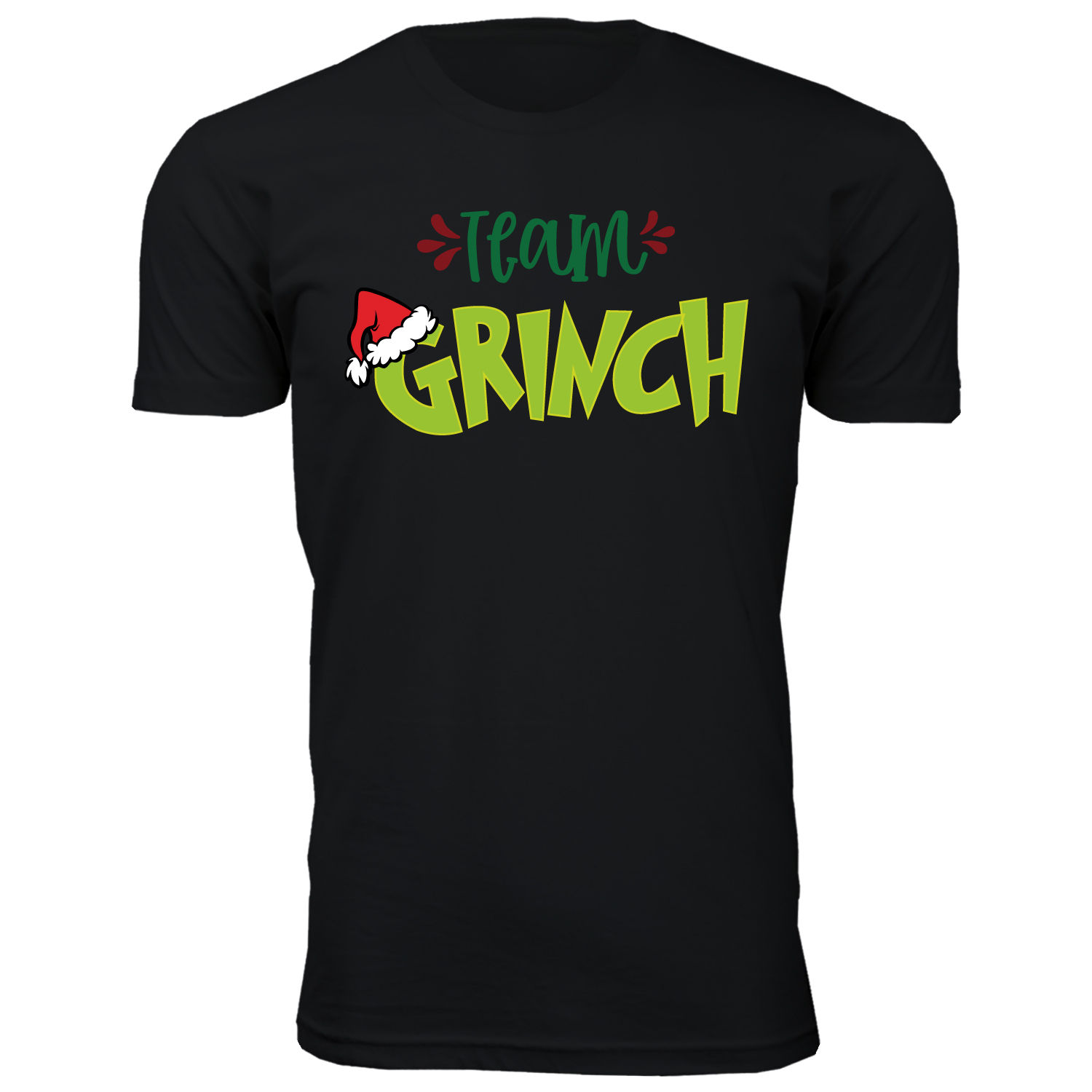 Men's Christmas Spirit Crew Neck T-Shirts - Team Grinch - Black / M