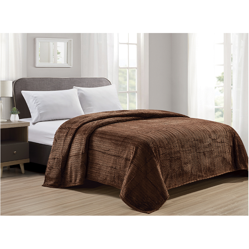Sheradian Chevron Jacquard Braided Blanket - Queen, Chocolate