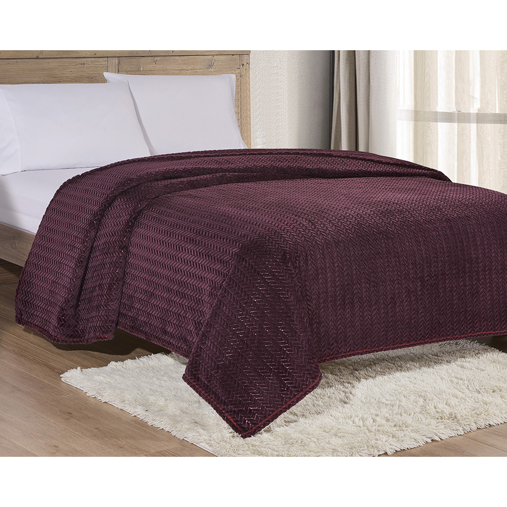 Sheradian Chevron Jacquard Braided Blanket - Queen, Plum