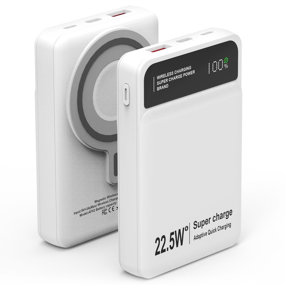PowerMaster Wireless Portable Charger (5,000 or 10,000mAh) - White - 5K