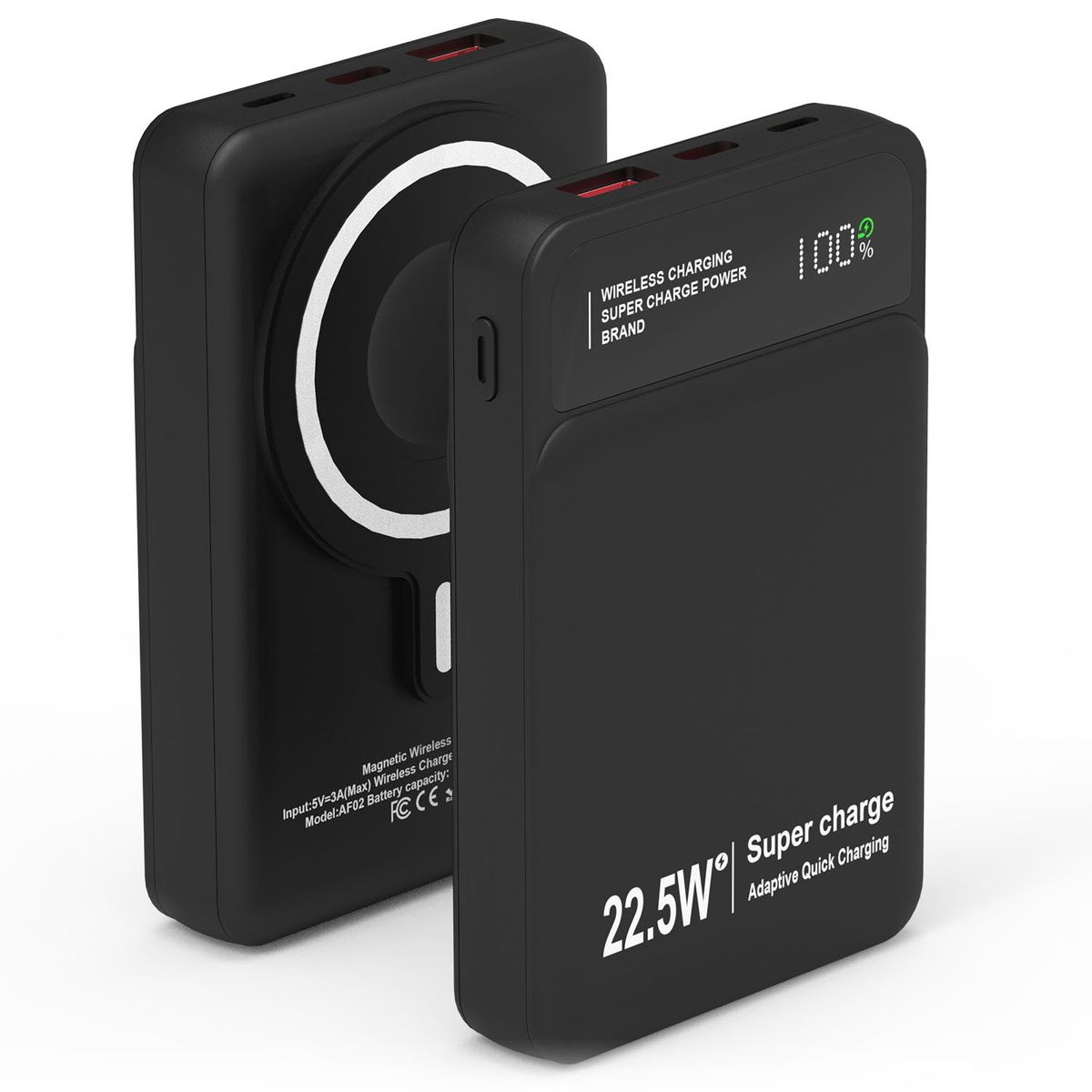 PowerMaster Wireless Portable Charger (5,000 or 10,000mAh) - Black - 10K