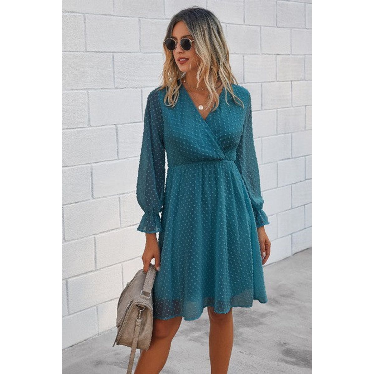 Women's Serene Dots Dress - Lake Blue / S