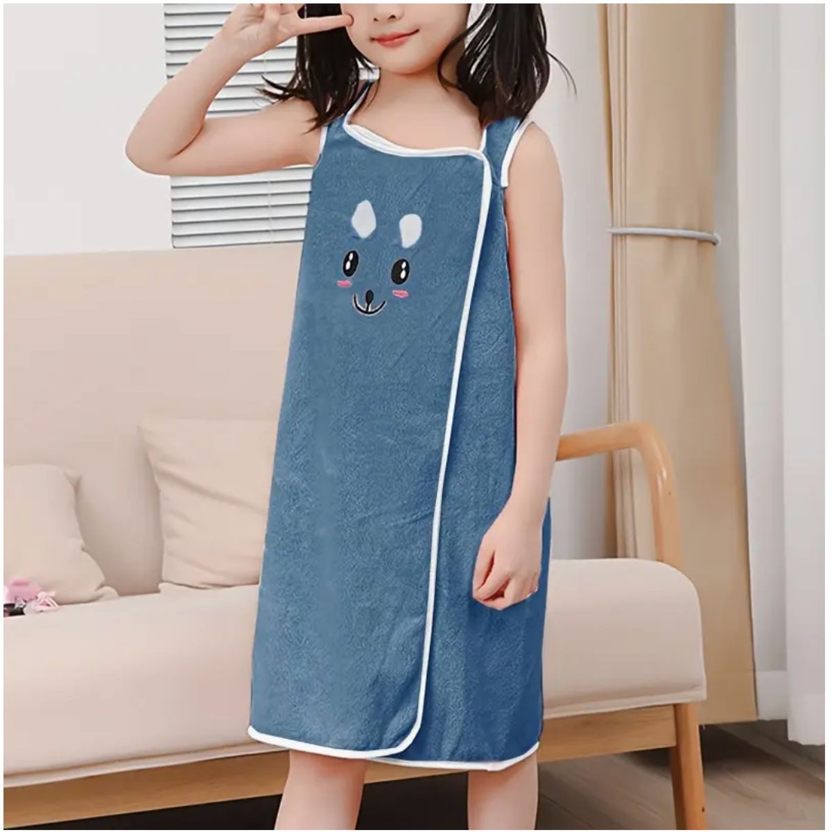 Kids' Rabbit Ears Bath Towel Wrap - Blue